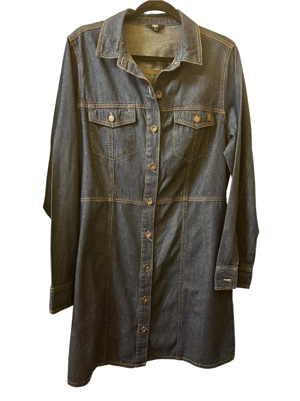 Frye Dark Indigo Denim Shirt Jacket Dress size L